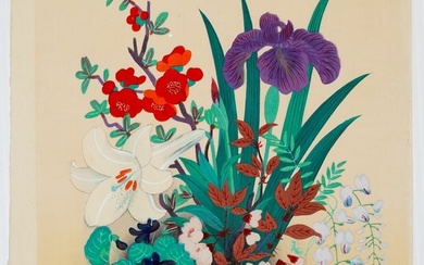 Bakufu Ono, Spring Flowers, Original Japanese Woodblock Print