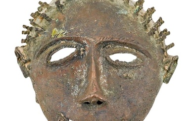 Baule Style Spike Haired Bronze Mask