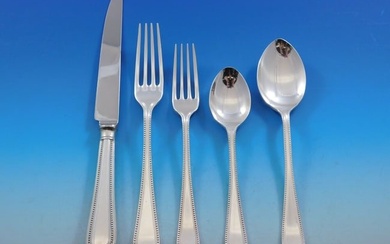 Bead Round by Carrs Sterling Silver Flatware Set Dinner for 12 Service 67 Pieces