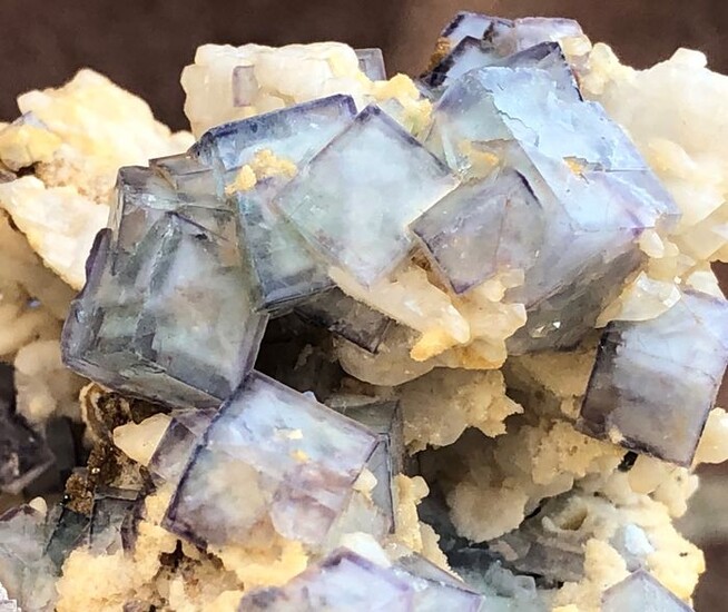 Beautiful Blue and White Porcelain Fluorite Crystals on matrix - 70×70×50 mm - 156 g