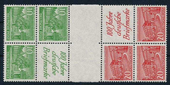 Berlin 1949 - Berliner Bauten / buildings - se-tenants from stamp booklet sheet 1 - Michel SKZ 1 B & SKZ 2 B