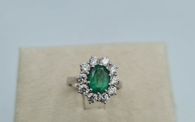 Bertani & Co - 18 kt. Gold - Ring - 1.29 ct Emerald - Diamonds