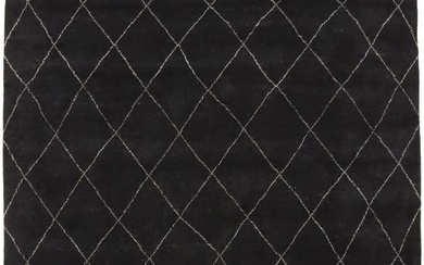 Black Geometric Modern 8X10 Moroccan Style Oriental Rug