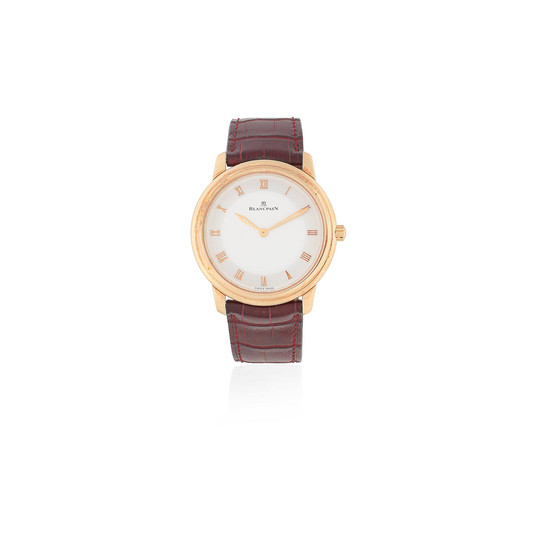 Blancpain. A limited edition 18K rose gold manual wind wristwatch