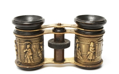Brass Opera Glasses w Relief Figural Scenes