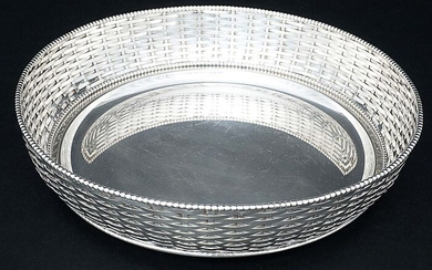 Bread basket, Fruit basket, with Silver Braid (1) - .800 silver - Italy - Mid 20th century