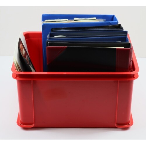 British Commonwealth in red plastic crate, several albums, f...