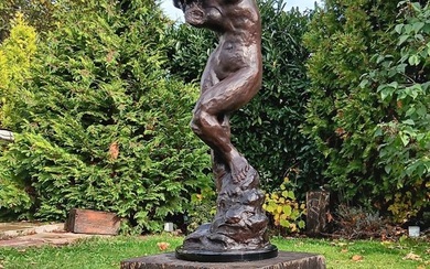 Bronze statue after Rodin's idea called Eva, 82 cm high - bronze marble