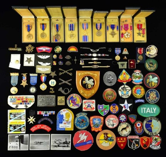 CASED MILITARY MEDALS, OVERSEAS CAPS, PATCHES &