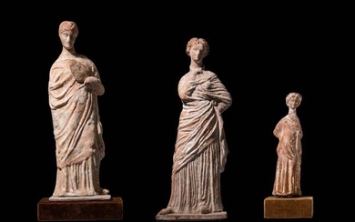 COLLECTION OF THREE GREEK TANAGRA STATUETTES