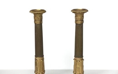 Candlestick (2) - Charles X - Bronze, Gilt - Early 19th century