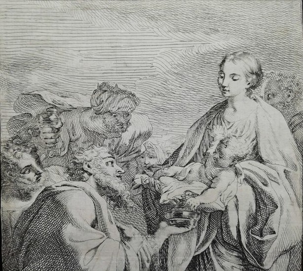 Carlo Maratta (1625-1713), inc. Robert vanAudenaerd ( 1663-1743) - "Adorazione dei Magi"