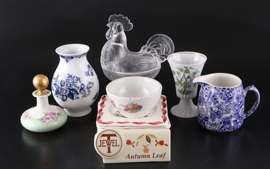 Ceramic Vessels, Serveware, and Molded Glass Rooster-Form Dish