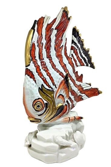 Ceramic sculpture depicting fish, artistic porcelain Florence. Italy, H...