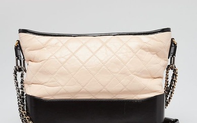 Chanel Beige/Black Quilted Leather Gabrielle