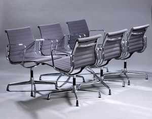 Charles Eames. Set of six lounge chairs, Model EA-108, grey hopsack (6) This lot has been put up for resale under the new lot no. 5399373