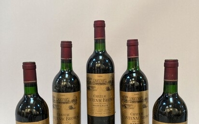 Château CANTENAC BROWN 1986 - 3e Grand cru classé MARGAUX. 5 bouteilles. (Etiquettes légèrement tachées,...