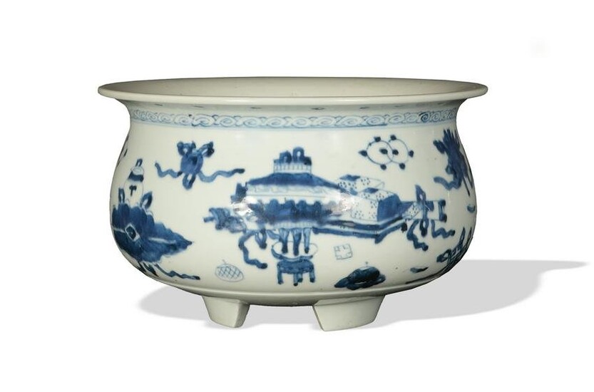 Chinese Blue and White Censer, 18th Century