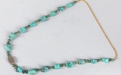 Chinese Export Jadeite & Turquoise Necklace