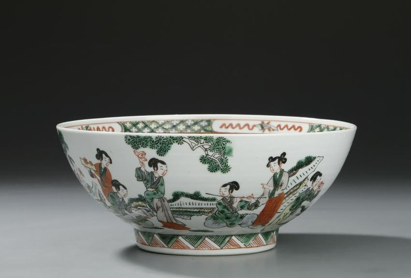 Chinese Famille Verte Punch Bowl