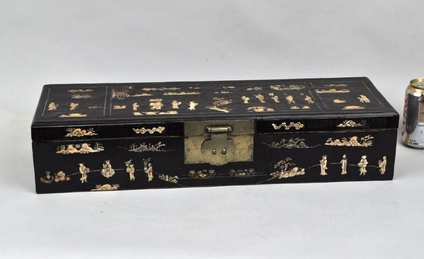 Chinese Inlaid Lacquer Box, Late Ming Dynasty