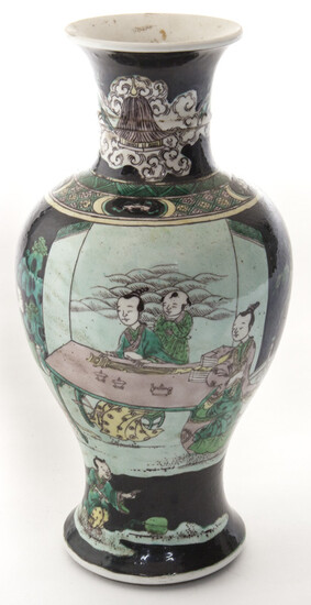 Chinese Qing famille noir porcelain vase