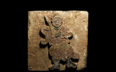 Chinese Song Painted Tile with Soldier