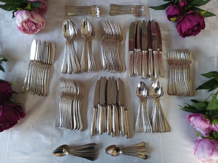 Christofle - Silver plated cutlery (132) - Silverplate - Rubans