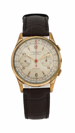 NOT SOLD. Chronographe Suisse: A gentleman's wristwatch of steel and gold plated metal, ref. 191C....