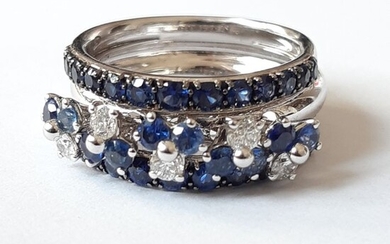 Cielo - 18 kt. White gold - Ring Sapphire - Diamonds