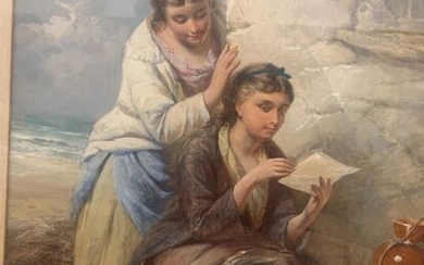 Circle of Edward John Cobbett (XIX) - Two girls reading a letter