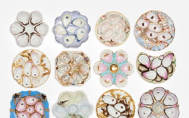 Collection of 12 Assorted French Oyster Plates