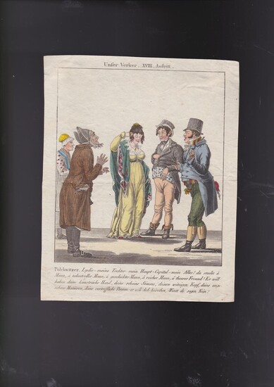 Colored etching from UINSER VERKEHR] [Anti Semitic print]