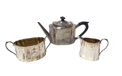 Composite three piece silver teaset in the Georgian style