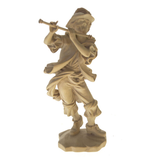 Austrian Conrad Moroder Wooden Figurine of a Flutist.