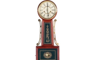 D & A Wood and Brass with Gilt Glass Banjo Clock, Late 20th Century