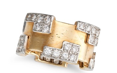 DAVID WEBB, A DIAMOND RING the band ring accented by geometric segments set with round brilliant ...
