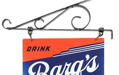 DRINK BARQ'S IT'S GOOD PAINTED METAL SIGN W/ HANGING BRACKET
