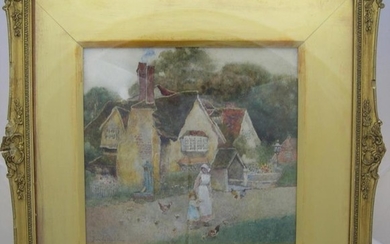 David Woodlock (1842-1929) watercolour "A roadside cottage in Kent",...