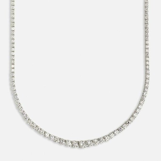Diamond and white gold line necklace