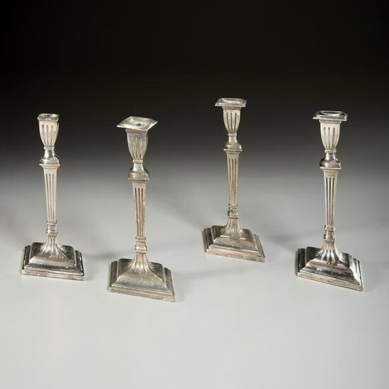 E.F. Caldwell, set (4) silver plate candlesticks