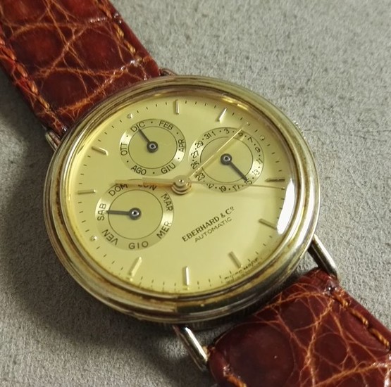 Eberhard & Co. - Les Quantiemes Men's Triple Calendar Watch Argent 925 full set - 36012 - Men - 1990-1999