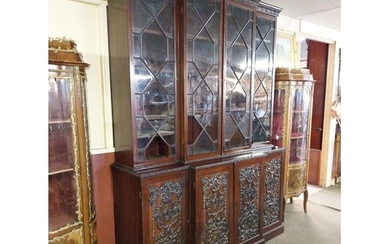 Edwardian mahogany bookcase four astral glazed doors above f...