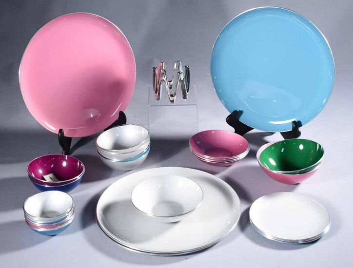 Emalox Norway group of twenty-six enamel bowls and