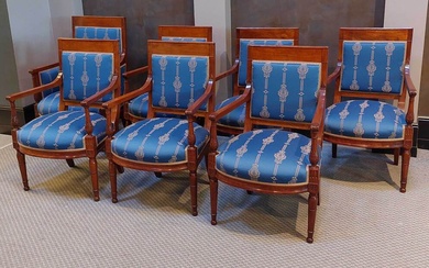 Empire style chairs 7 pcs. First half of the 19th century. Empire style. In France. Mahogany. Height 90 cm, width 55 cm, depth 52 cm