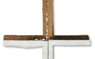 Erik Lindman, American b.1985 - Cross, 2010; canvas on found wooden stretcher, signed and dated on the reverse 'Lindman 2010', H104 x W77 x D2 cm Provenance: Hannah Barry Gallery, London