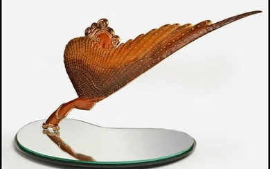 Erte Rare Coquette Bronze Sculpture Art Deco Table Mirror Signed Romain Tirtoff