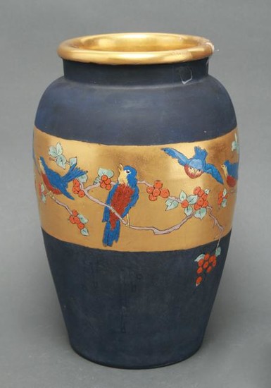 Ethel Smith "Birds and Holly" Pottery Vase