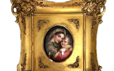 Exceptional Antique 19th Century Portrait Miniature Madonna and Child