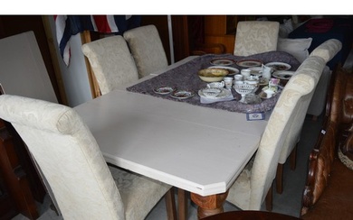 Extending Dining Table (in Over-Painted Solid Oak) Plus Ten ...